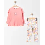 Kompletić za devojčice, majica i pantalone I love you, Roze