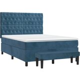  Box spring postelja z vzmetnico temno modra 140x200 cm žamet, (20901957) | Shoptok.si
