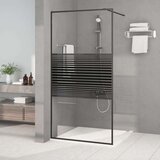 vidaXL Pregrada za tuš crna 100 x 195 cm s prozirnim staklom ESG | shoptok.hr