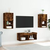  4-dijelni zidni TV ormarići s LED svjetlima boja hrasta | shoptok.hr