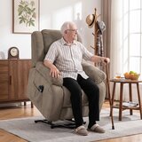  Naslonjač s funkcijom masaže i grijanja električno podizanje daljinski upravljač bočni džepovi svijetlosmeđa | shoptok.hr
