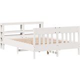 vidaXL Posteljni okvir z vzglavjem bel 120x190 cm trdna borovina, (21303376) | Shoptok.si
