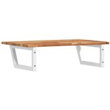  Zidna polica za umivaonik od čelika i masivnog bagremovog drva Smeđa 80 x 50 x 2 cm | shoptok.hr