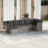 Maison Chic Seti vrtnega pohištva - Vrtna garnitura - Vrtni pohištvo set 7-delna z blazinami siv poli ratan, (21802637) | Shoptok.si