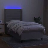  Krevet box spring s madracem LED svjetlosivi 90x200 cm tkanina | shoptok.hr