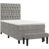Box spring krevet s madracem svjetlosivi 90x190 cm baršunasti | shoptok.hr