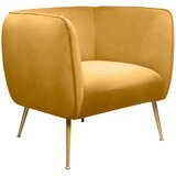 Ambia Home fotelj, rumena, zlate barve les, kovina, tekstil | Shoptok.si