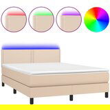 Maison Chic Box spring postelja - Vzmetna postelja z vzmetnico LED kapučino 140x200 cm SL21743, (21880692) | Shoptok.si