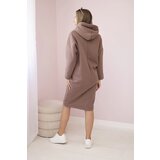 Kesi Hooded dress with a mocha side slit | Shoptok.si