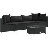 Maison Chic Seti vrtnega pohištva - Vrtna garnitura - Vrtni pohištvo set 5-delna z blazinami črn poli ratan, (21819865) | Shoptok.si