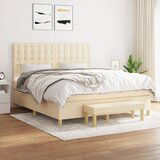  The Living Store Box spring postelja z vzmetnico krem 180x200 cm blago - Box Spring Postelja, (21457993) Cene