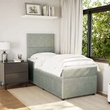 vidaXL Box spring postelja z vzmetnico svetlo siva 90x200 cm žamet | Shoptok.si