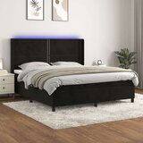  Krevet box spring s madracem LED crni 160x200 cm baršun Cijene