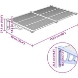 Nadstrešnica za vrata siva i prozirna 152,5x90 cm polikarbonat | shoptok.hr