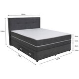 Hom`in POSTELJA BOXSPRING 160 cm x 200 cm , les, tekstil, leseni material temno siva | Shoptok.si