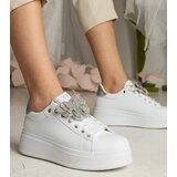 Gemre White-silver sneakers adorned with a butterfly with rhinestones Kariba | Shoptok.si