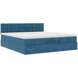  Otomanski posteljni okvir z vzmetnicami moder 200x200cm žamet | Shoptok.si