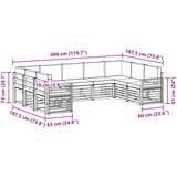  Set vanjskih sofa 9 pcs Bijela i bež 304 x 187,5 x 73 cm | shoptok.hr