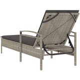  Ležalnik z blazino svetlo siv 63x200x81 cm poli ratan | Shoptok.si
