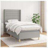  Box spring postelja z vzmetnico svetlo siv 100x200 cm blago | Shoptok.si