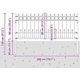  Spike obroč ograje Črna 200 x 130 cm Prašno lakirano jeklo, (5000157935) | Shoptok.si