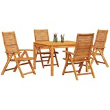  Vrtni set za objed 5 kom. Smeđa Čvrsto drvo akacije 110 x 110 x 75 cm | Shoptok.si