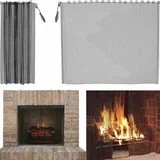 2pcs 24x19in (61x48.3cm) Črni kovinski zavese za iskrenje za kamin, (5000235580)