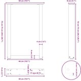  Noge za blagovaonski stol U-oblik 2 kom antracit 50 x (72-73) cm čelik | shoptok.hr