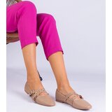 Gemre Beige eco-leather ballet flats adorned with buckles Emmarino | shoptok.hr