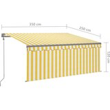  Automatska tenda s roletom i senzorom LED 3,5x2,5 m žuto-bijela | shoptok.hr