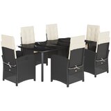  7-dijelni vrtni blagovaonski set s jastucima crni od poliratana Crna Dužina stola 200 cm | Shoptok.si
