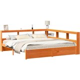 Krevet s policama s uzglavljem 2 pcs Vosak smeđa 200 x 200 cm | shoptok.hr