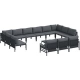  Sjedeća garnitura za vrt s jastukom 14 pcs Crna Čelik | Eponuda.com
