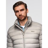 Ombre Men's lightweight jacket of combined materials with hood and decorative quilting - black | shoptok.hr