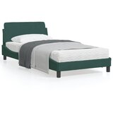 vidaXL Posteljni okvir z vzglavjem temno zelen 100x200 cm žamet Cene