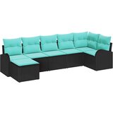 vidaXL Set sofe 7 kom. Crna i Tirkizna poliratan - Crna i tirkizna bez stola | shoptok.hr