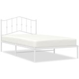 Maison Chic Kovinski Postelja za odrasle - Posteljni Okvir z vzglavjem bel 100x200 cm, (22080192) | Shoptok.si