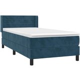 Box spring krevet s madracem tamnoplavi 90x190 cm baršunasti | shoptok.hr