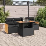 Maison Chic Seti vrtnega pohištva - Vrtna garnitura - Vrtni pohištvo set 5-delna z blazinami poli ratan/akacija, (21815784) | Shoptok.si