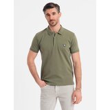 Ombre Men's polo shirt with zip neckline - olive | shoptok.hr