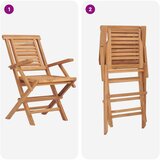  5-dijelni sklopivi vrtni bistro set Prirodna Čvrsto teak drvo Slike