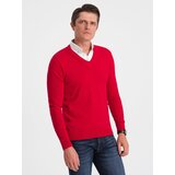 Ombre Men's sweater with a "v-neck" neckline with a shirt collar - red | shoptok.hr