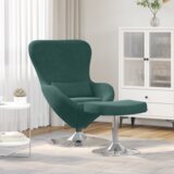 vidaXL jajčna stolica z footstoolom temno zelena žametna | Shoptok.si