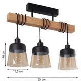 Brilagi Plafonski luster WOOD GLASS 3xE27/60W/230V borovina/crna/zadimljeno-braon | Eponuda.com