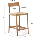 Kave Home Barska stolica od punog hrasta u prirodnoj boji (visine sjedala 65 cm) Yalia – | shoptok.hr