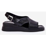 Boto Lacquered Women's Wedge Sandals Made Of Eco Leather Black Quilara | Shoptok.si