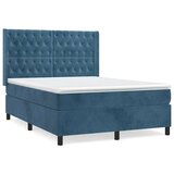  Box spring postelja z vzmetnico temno modra 140x200 cm žamet, (20894006) | Shoptok.si