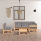The Living Store Vrtna sedežna garnitura 6-delna z blazinami trdna borovina - Vrtna Sedežna Garnitura, (21462666) Cene