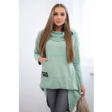 Kesi Sweatshirt with a long back and a hood in dark mint | shoptok.hr