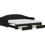  Dnevni krevet na razvlačenje s ladicama crni 90x200 cm tkanina | shoptok.hr